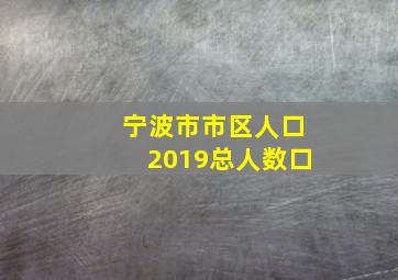 宁波市市区人口2019总人数口