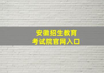 安徽招生教育考试院官网入口