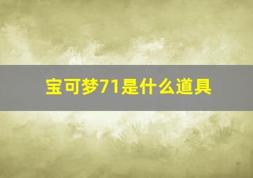 宝可梦71是什么道具