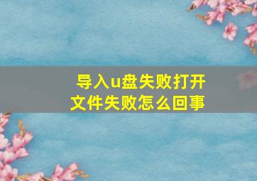 导入u盘失败打开文件失败怎么回事