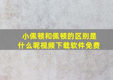 小佩顿和佩顿的区别是什么呢视频下载软件免费