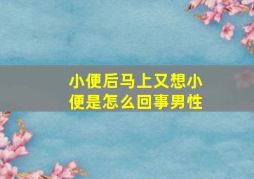 小便后马上又想小便是怎么回事男性