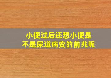 小便过后还想小便是不是尿道病变的前兆呢