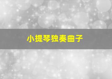 小提琴独奏曲子