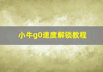 小牛g0速度解锁教程