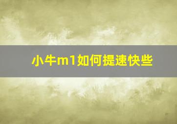 小牛m1如何提速快些