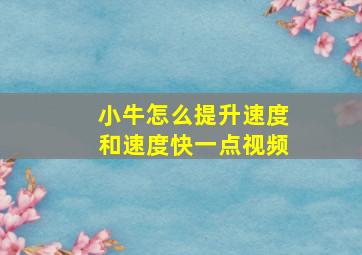 小牛怎么提升速度和速度快一点视频