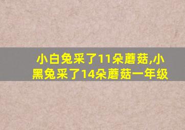 小白兔采了11朵蘑菇,小黑兔采了14朵蘑菇一年级