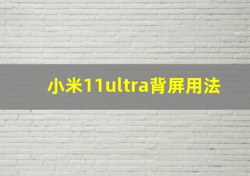 小米11ultra背屏用法