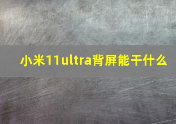 小米11ultra背屏能干什么