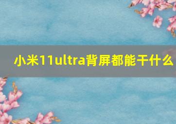 小米11ultra背屏都能干什么