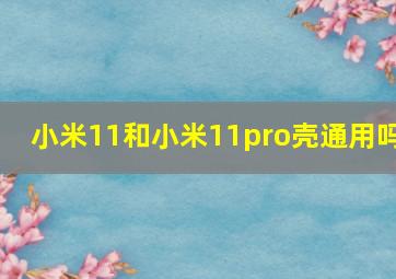 小米11和小米11pro壳通用吗