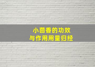 小茴香的功效与作用用量归经