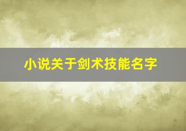 小说关于剑术技能名字