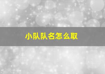 小队队名怎么取