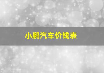 小鹏汽车价钱表