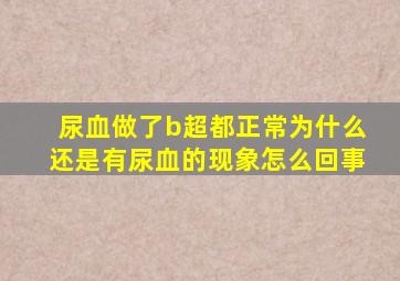 尿血做了b超都正常为什么还是有尿血的现象怎么回事