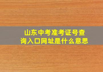 山东中考准考证号查询入口网址是什么意思