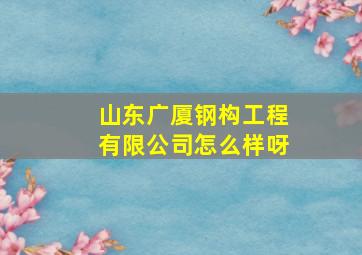 山东广厦钢构工程有限公司怎么样呀