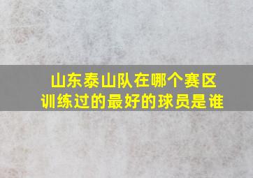 山东泰山队在哪个赛区训练过的最好的球员是谁