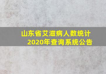 山东省艾滋病人数统计2020年查询系统公告