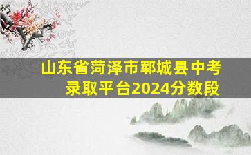 山东省菏泽市郓城县中考录取平台2024分数段