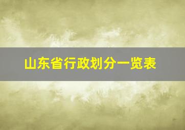 山东省行政划分一览表