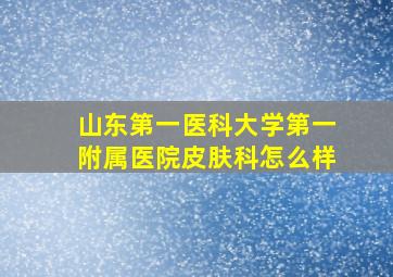 山东第一医科大学第一附属医院皮肤科怎么样