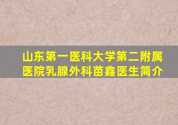 山东第一医科大学第二附属医院乳腺外科苗鑫医生简介