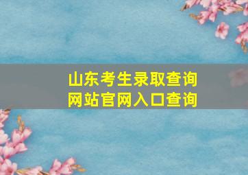 山东考生录取查询网站官网入口查询