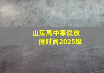 山东高中寒假放假时间2025级