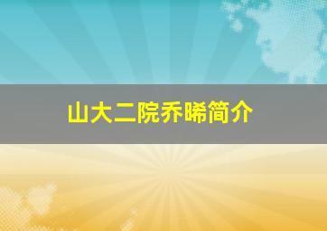 山大二院乔晞简介