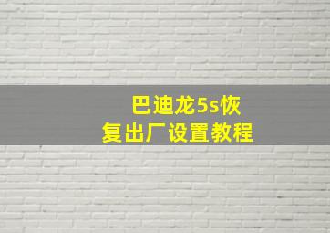 巴迪龙5s恢复出厂设置教程