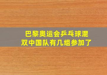 巴黎奥运会乒乓球混双中国队有几组参加了