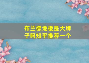 布兰德地板是大牌子吗知乎推荐一个