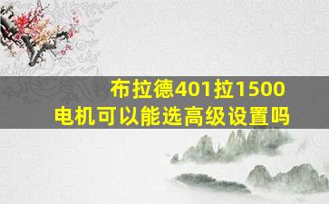 布拉德401拉1500电机可以能选高级设置吗