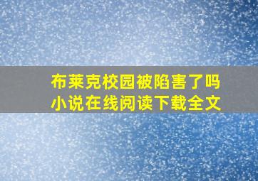 布莱克校园被陷害了吗小说在线阅读下载全文