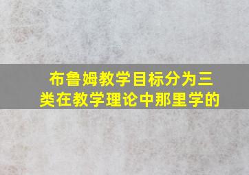 布鲁姆教学目标分为三类在教学理论中那里学的