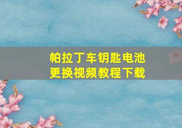 帕拉丁车钥匙电池更换视频教程下载