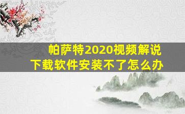 帕萨特2020视频解说下载软件安装不了怎么办