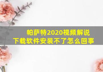 帕萨特2020视频解说下载软件安装不了怎么回事