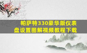 帕萨特330豪华版仪表盘设置图解视频教程下载