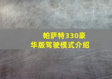 帕萨特330豪华版驾驶模式介绍