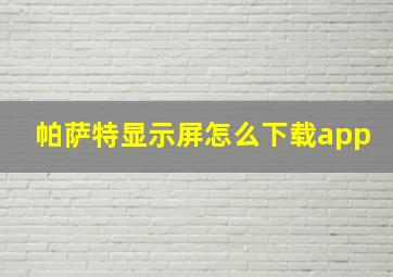 帕萨特显示屏怎么下载app