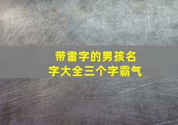 带雷字的男孩名字大全三个字霸气