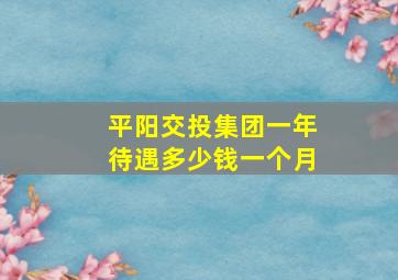 平阳交投集团一年待遇多少钱一个月