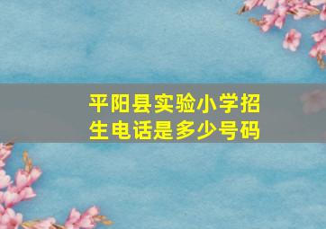 平阳县实验小学招生电话是多少号码