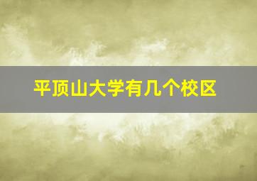 平顶山大学有几个校区