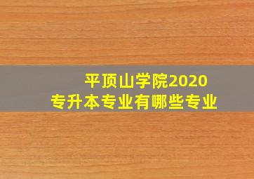 平顶山学院2020专升本专业有哪些专业