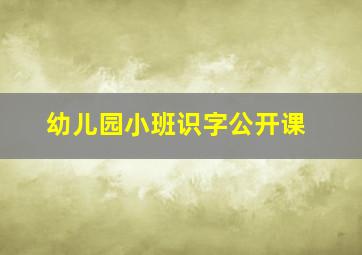 幼儿园小班识字公开课